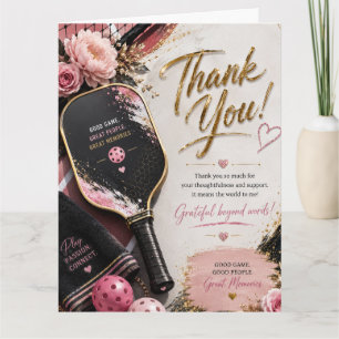 Floral Pickleball Thank You Card for Girls