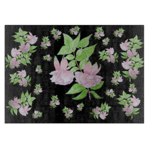 floral picture of bunches of pretty pink flowers cutting board