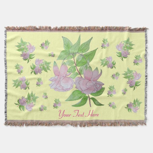 floral picture of bunches of pretty pink flowers throw blanket