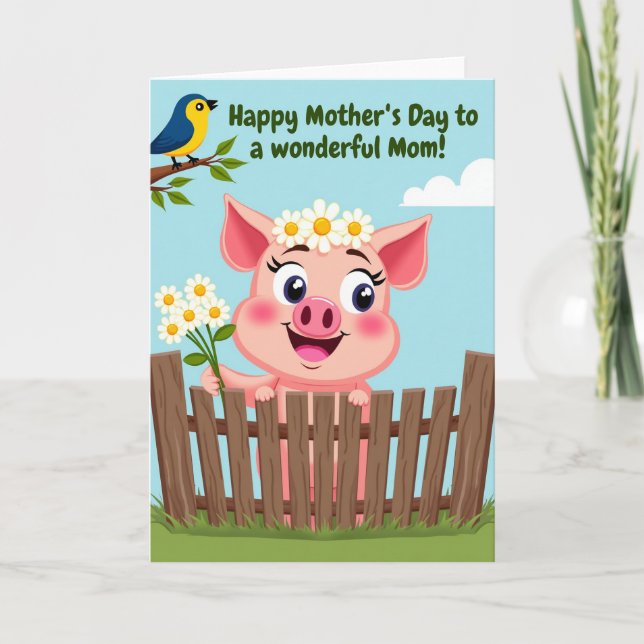 Floral Pig Mothers Day Card (Front)