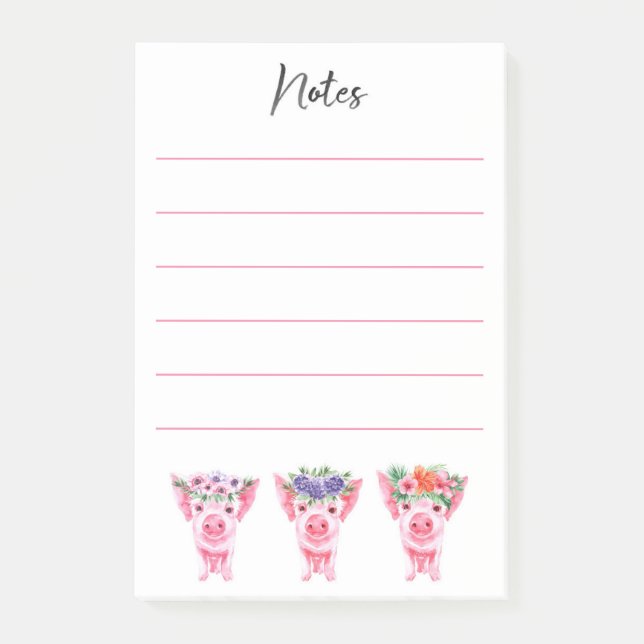 Floral Pigs Post-It Notes (Front)