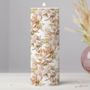 Floral pillar candle