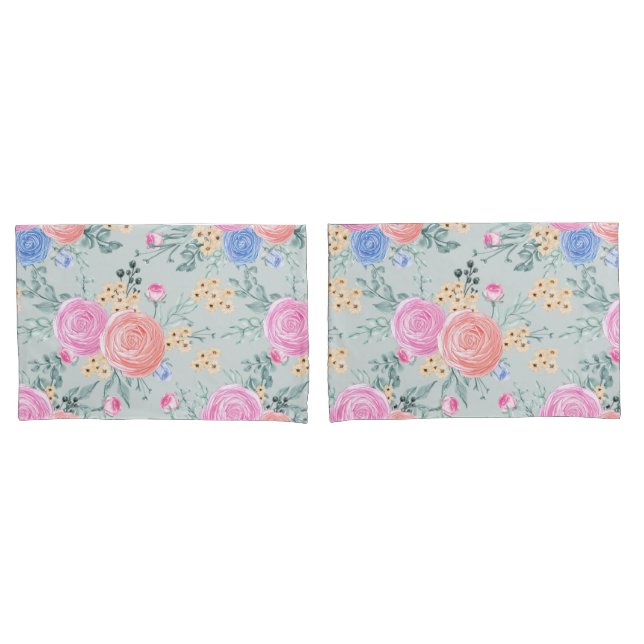 Floral Pillow Case (Front-Set)