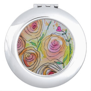 Floral pillow compact mirror
