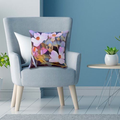 Floral Pillow in Purple and Blue