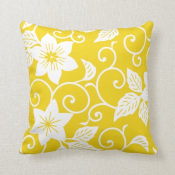 Floral Pillow - Lemon Yellow Pattern by Richard__Stone at Zazzle