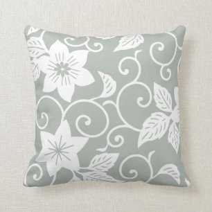 Floral Pillow - Silver Gray Pattern