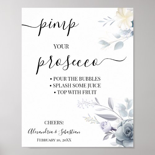 Floral Pimp your Prosecco Bridal Shower Sign