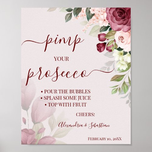Floral Pimp your Prosecco Bridal Shower Sign