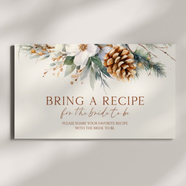 Floral Pine Tree Bridal Shower Bring A Recipe Enclosure Card (Creator Uploaded)