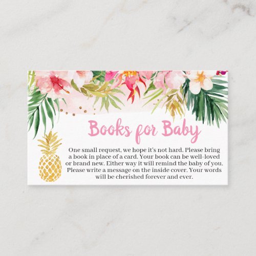 Floral Pineapple Baby Shower Books for Baby Business Card