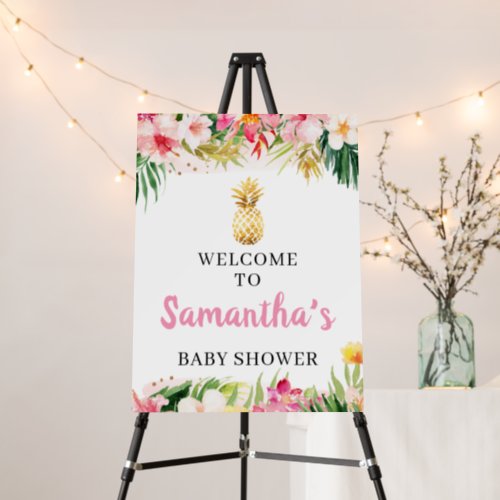 Floral Pineapple Baby Shower Welcome Sign