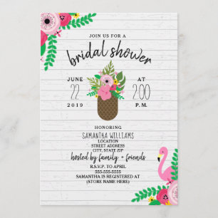 Floral Pineapple Flamingo Bridal Shower Invitation