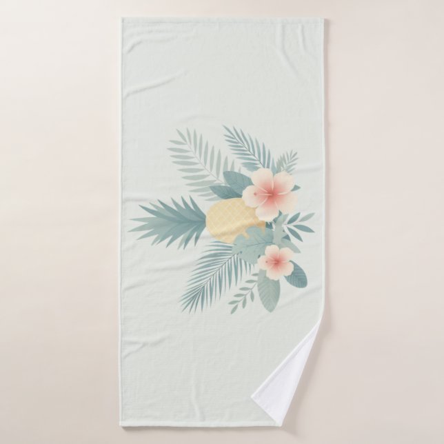 Floral Pineapple & Hawaiian Bath Towel (Bath Towel)