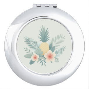 Floral Pineapple & Hawaiian Compact Mirror