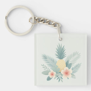 Floral Pineapple & Hawaiian Keychain