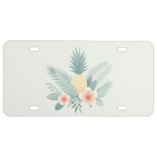 Floral Pineapple & Hawaiian License Plate