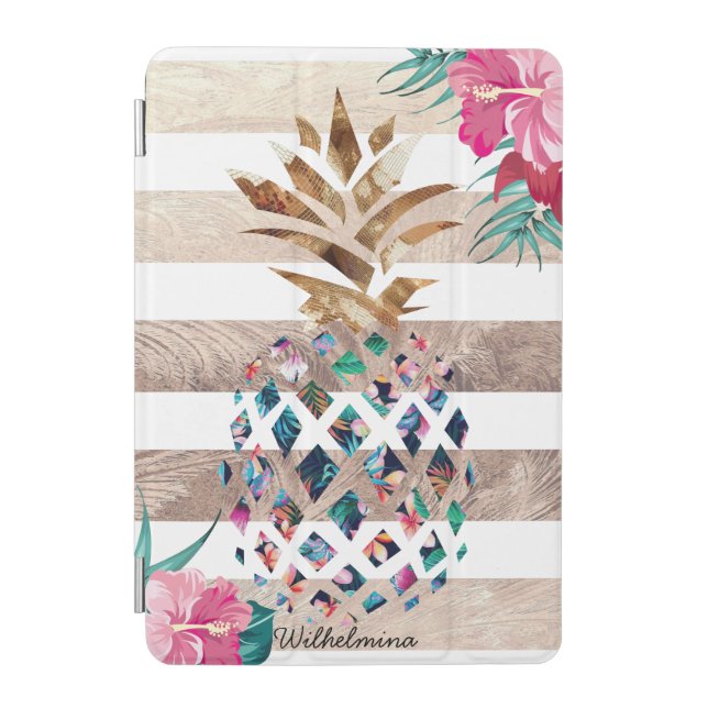 Floral Pineapple Monogram design iPad Mini Cover (Front)