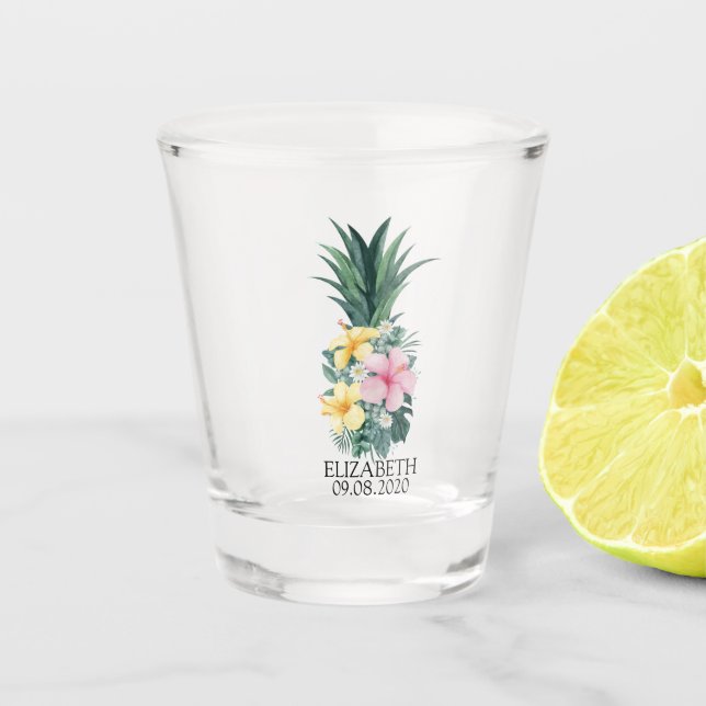 Floral Pineapple Shot Glass (Front)
