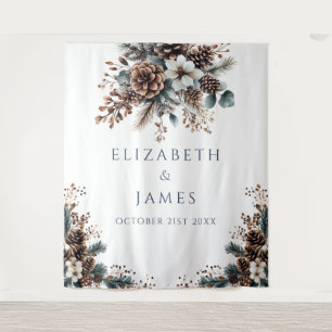 Floral Pinecone Wedding Party Photo Booth Backdrop