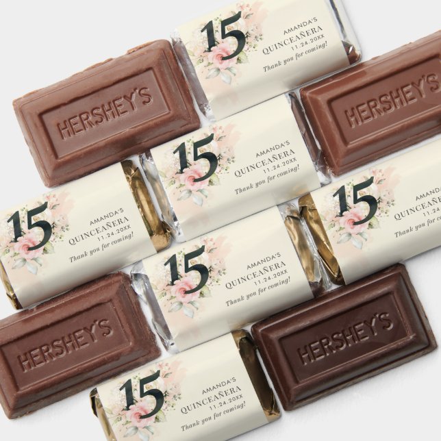 Floral Pink 15th Birthday Quinceanera Hershey's Miniatures (Assorted)