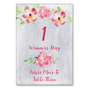 Floral Pink #1 Bunco Table Card