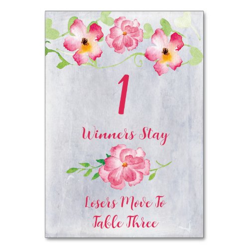 Floral Pink 1 Bunco Table Card