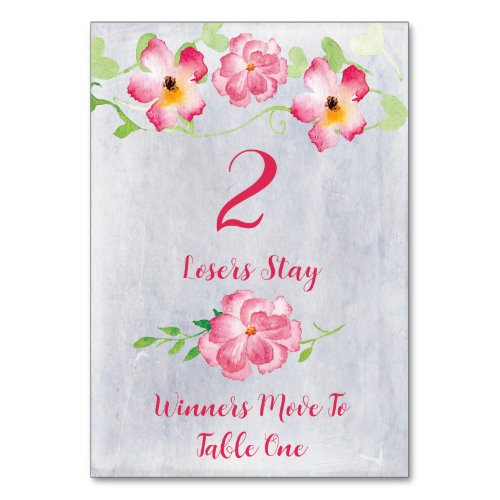 Floral Pink 2 Bunco Table Card