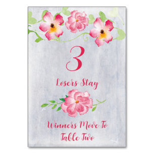 Floral Pink #3 Bunco Table Card