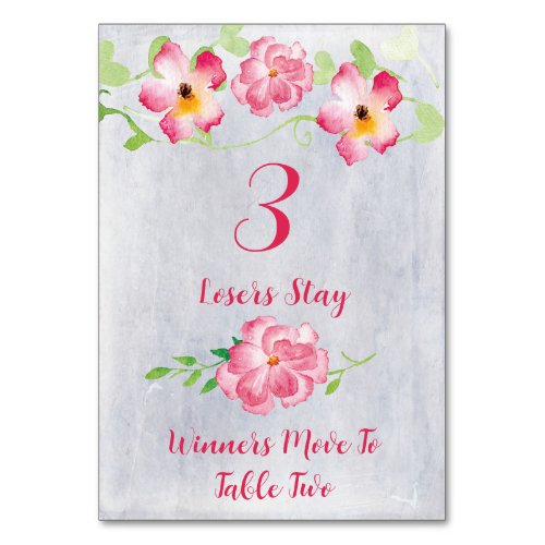 Floral Pink 3 Bunco Table Card