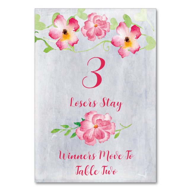 Floral Pink #3 Bunco Table Card (Front)