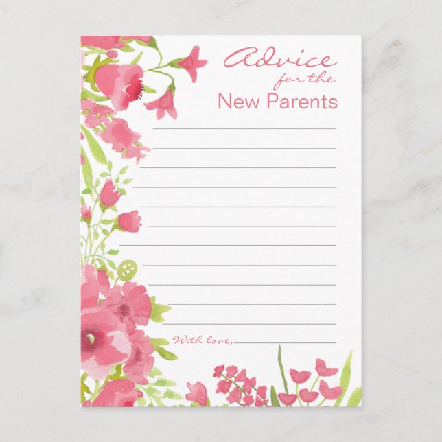 Floral Pink Advice Card (Front)