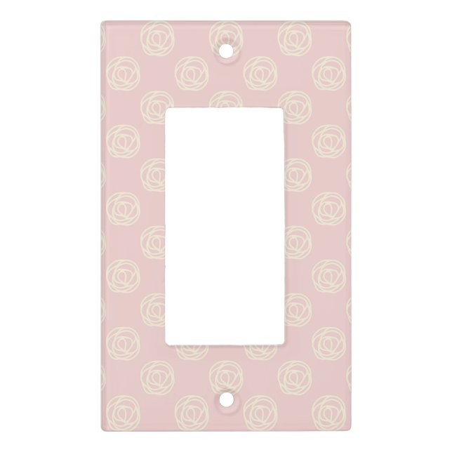 Floral Pink and Cream Baby Nursery Light Switch Cover (Front)