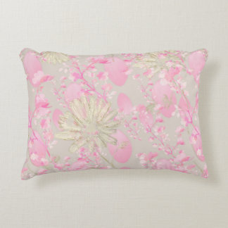 Floral Pink and Gold Accent Pillow