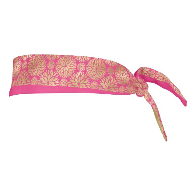 Floral Pink and Gold Butterfly Stripe Headband (Rotate 90)