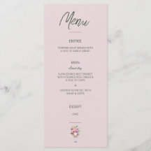 Floral Pink and Green Flat Menu