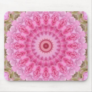 Floral Pink and Green Garden Kaleidoscope Mouse Pad