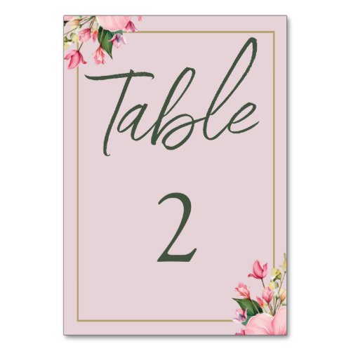 Floral Pink and Green Table Card