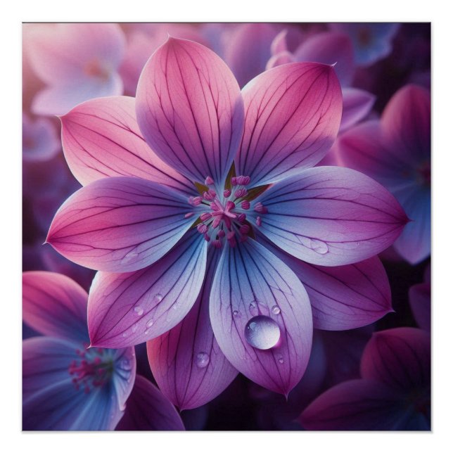 Floral Pink and Purple Lilac Poster (Front)