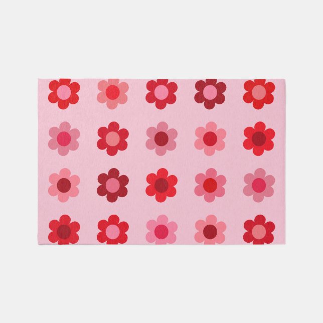 Floral Pink And Red Flowers Rug (Front)