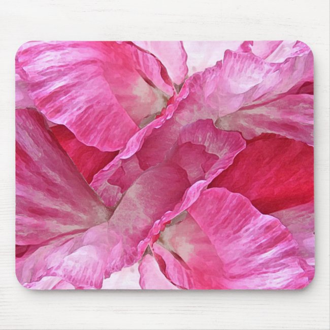 Floral Pink and Red Poppy Flower Pattern Mousepad