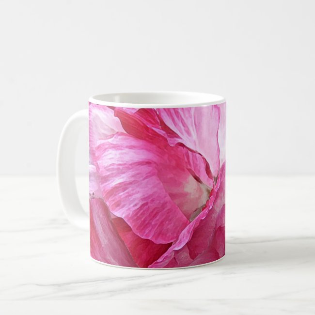 Floral Pink and Red Poppy Flower Pattern Mug