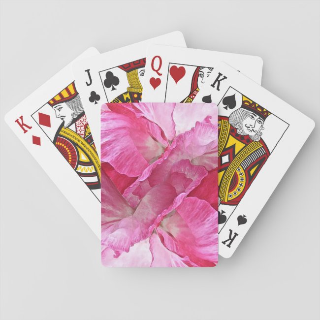 Floral Pink and Red Poppy Flower Playing Cards
