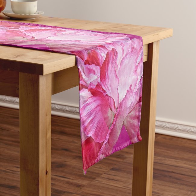Floral Pink and Red Poppy Flowers Table Runner