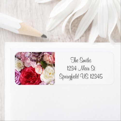 Floral pink and red return address labels