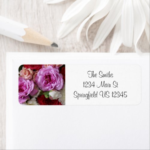 Floral pink and red return address labels