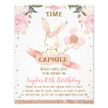 Floral Pink And Rose Gold Bunny Time Capsule Sign at Zazzle