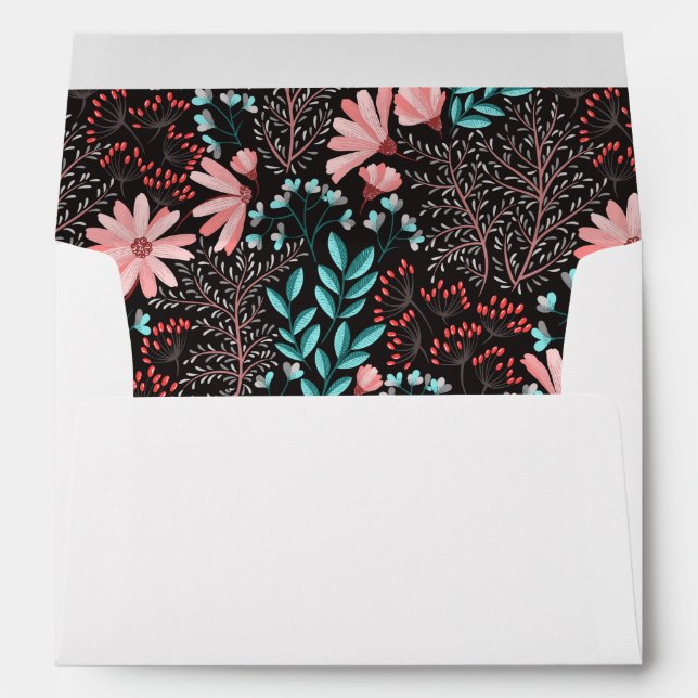 Floral Pink and Teal Envelope (Back (Bottom))