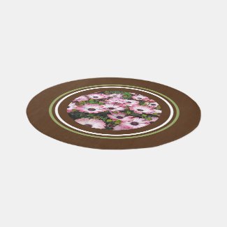 FLORAL/PINK AND  WHITE FLOWERS.ROUND