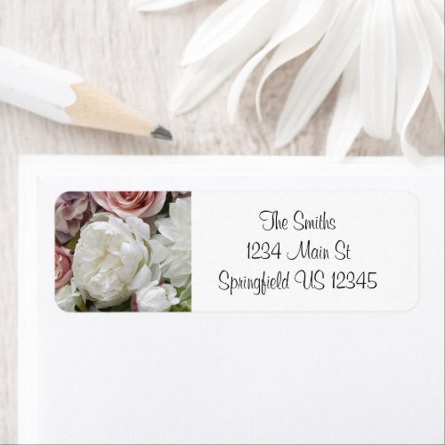 Floral pink and white return address labels